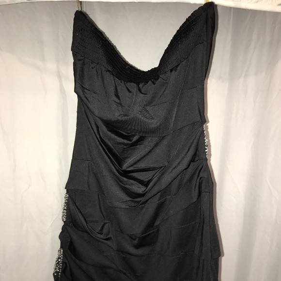 Black with sequins strapless mini dress Size Med. - Picture 2 of 4